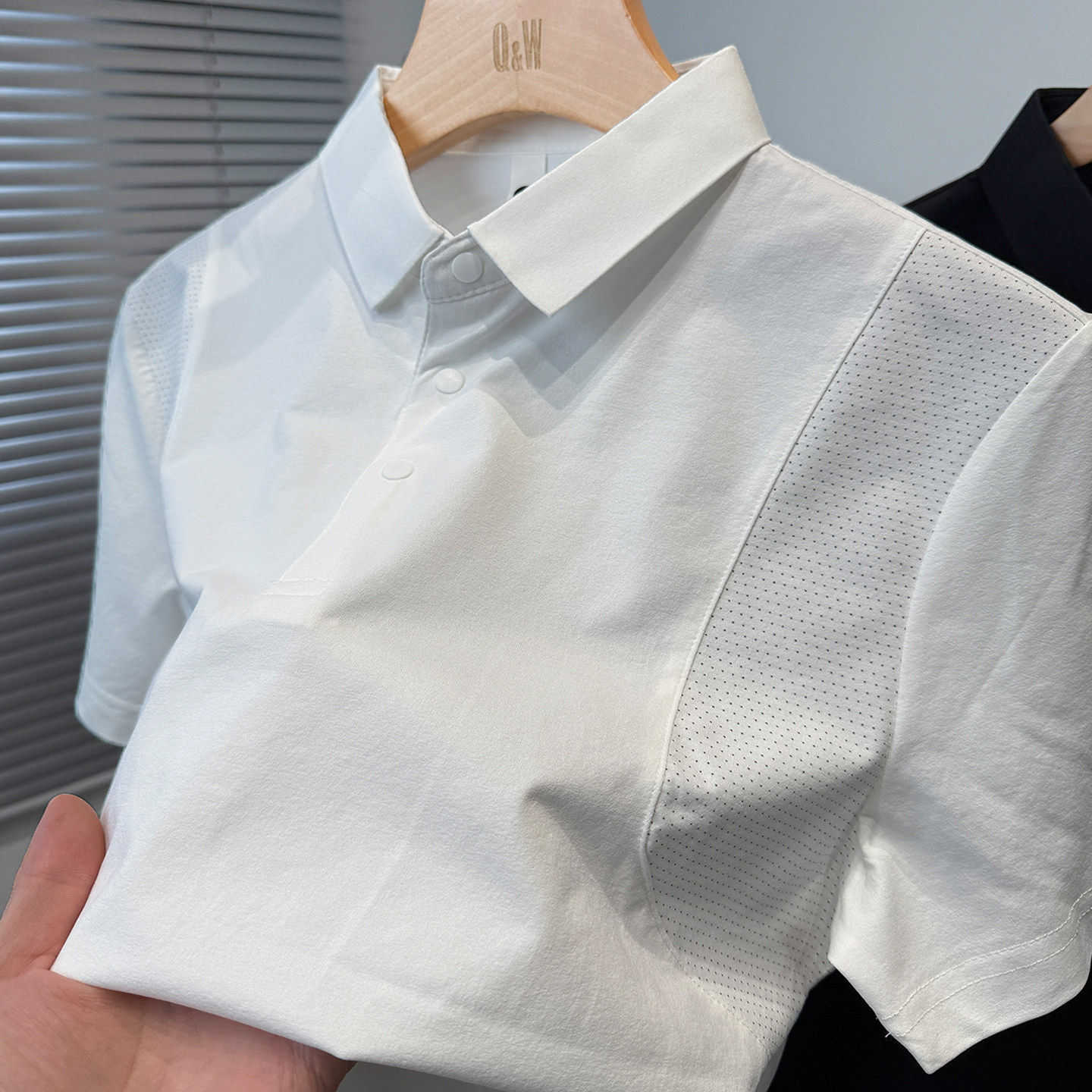 运动休闲拼接短袖t恤男2025新款衬衫领polo衫男纯色百搭夏装衣服