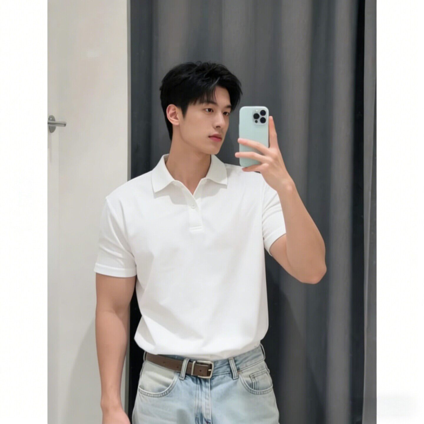 人夫感穿搭正肩短袖polo衫男士春夏季高级感带领t恤潮流百搭半袖