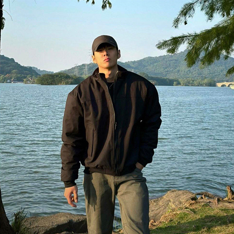 美式三防立领教练夹克男款春秋cleanfit飞行员棒球服短款工装外套