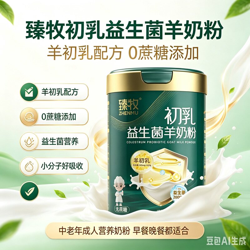 臻牧初乳益生菌高钙羊奶粉图片