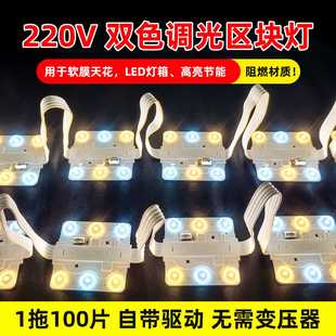 一拖100双色区块灯220V漫反射灯条软膜天花2.4g智能调光调色区块
