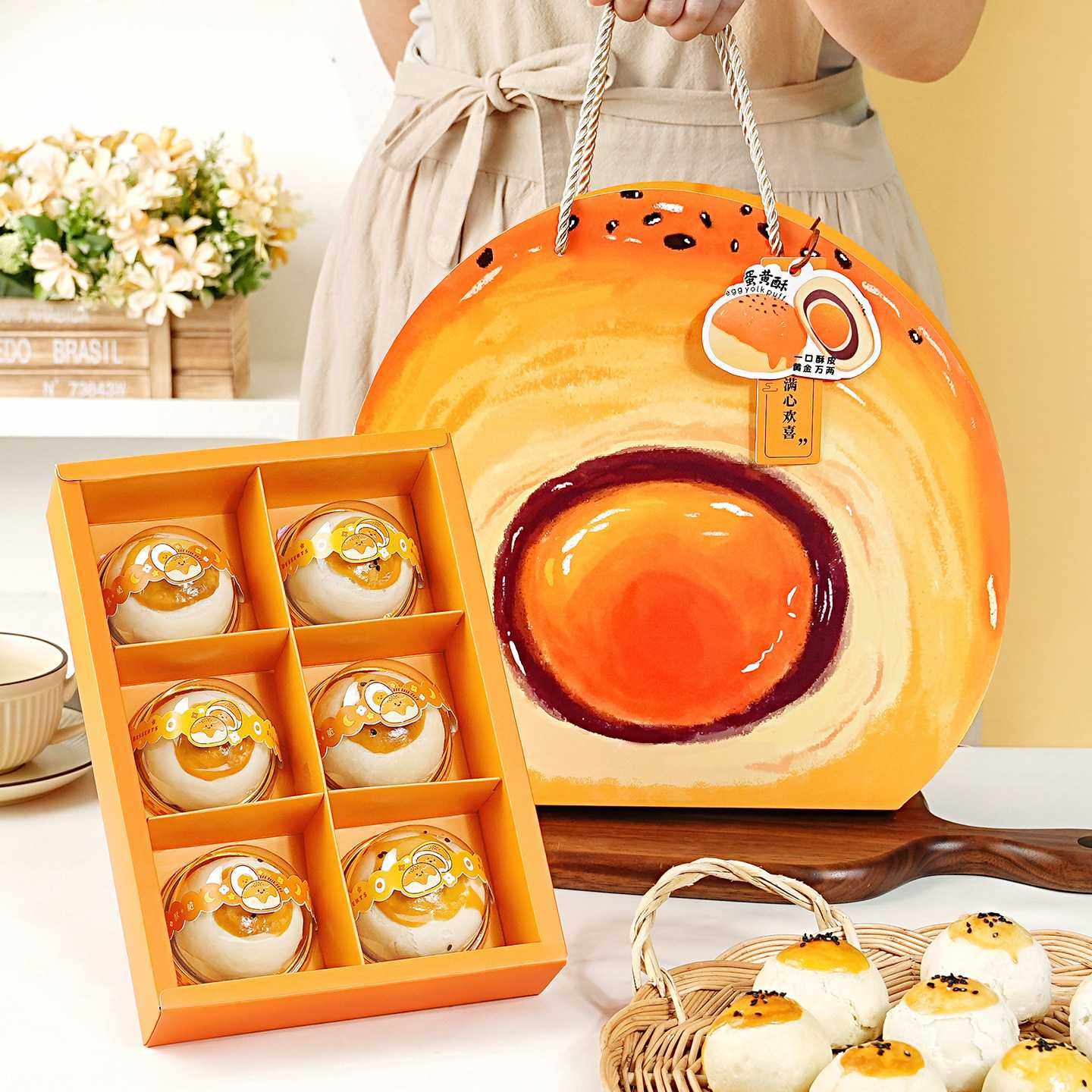 蛋黄酥礼盒6粒2025新款月饼包装盒高档手提打包空盒子送礼品烘焙,包装,中秋礼品包装,淘宝优惠券,粉丝福利购,淘宝优惠卷