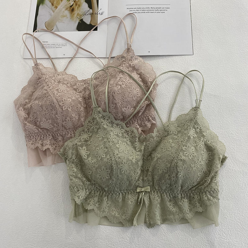 蕾丝美背抹胸聚拢透气美背内衣女