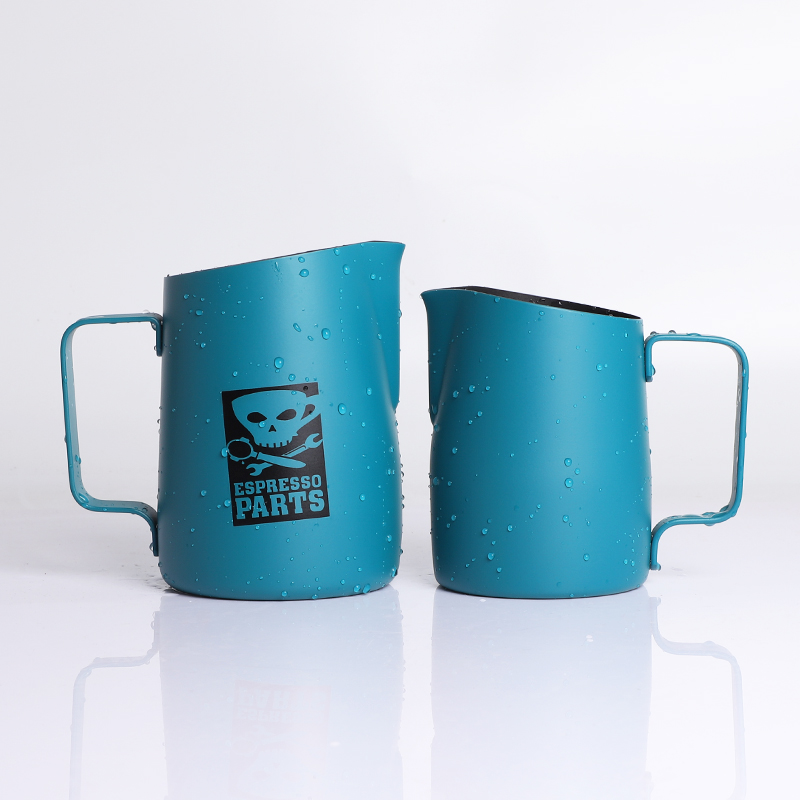 美国EP斜口尖嘴拉花缸专业咖啡拉花缸不锈钢压纹奶缸奶泡杯450ml