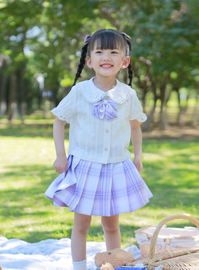 【花生酱家】*星星河*原创儿童格裙 JK制服mini 学院风 紫色银线