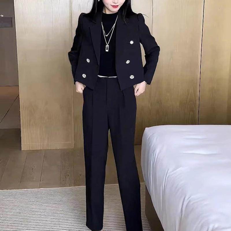 秋季气质时尚休闲套装女小个子穿搭高级感短西装外套哈伦裤两件套,女装/女士精品,时尚套装,淘宝优惠券,粉丝福利购,淘宝优惠卷