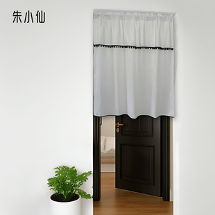 朱小仙扶风纱双层亚麻门帘隔断窗帘半帘原木风民宿装饰黑边免打孔