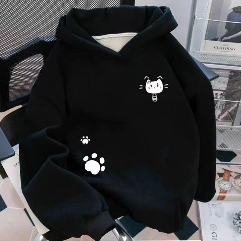 女童超好看漂亮连帽卫衣秋冬装2025新款韩版休闲慵懒风加绒上衣服