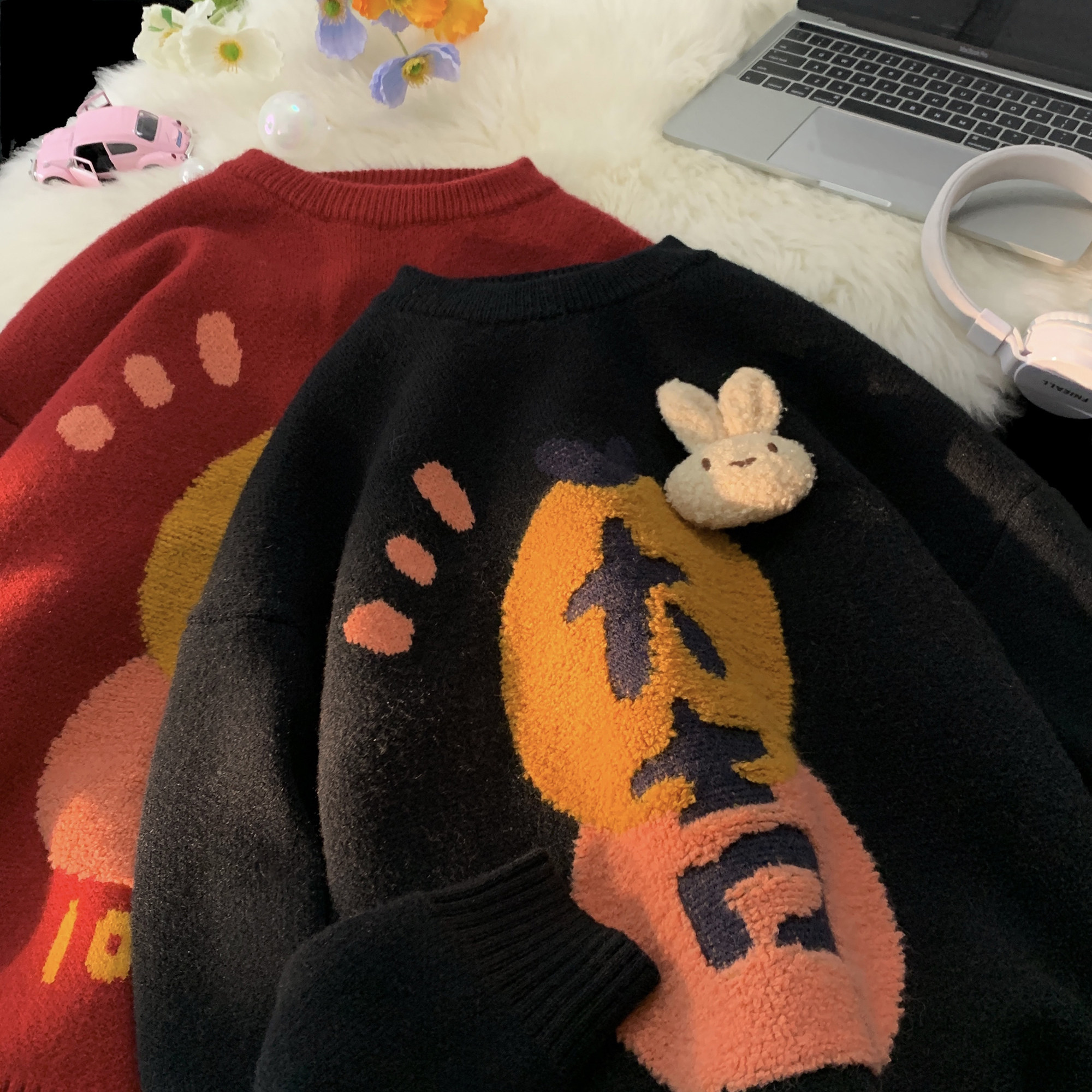 MM125-P65宽松日系秋冬大吉大利高级氛围感毛衣情侣套头针织衫,男装针织衫/毛衣,星座617A-1（原B318A）