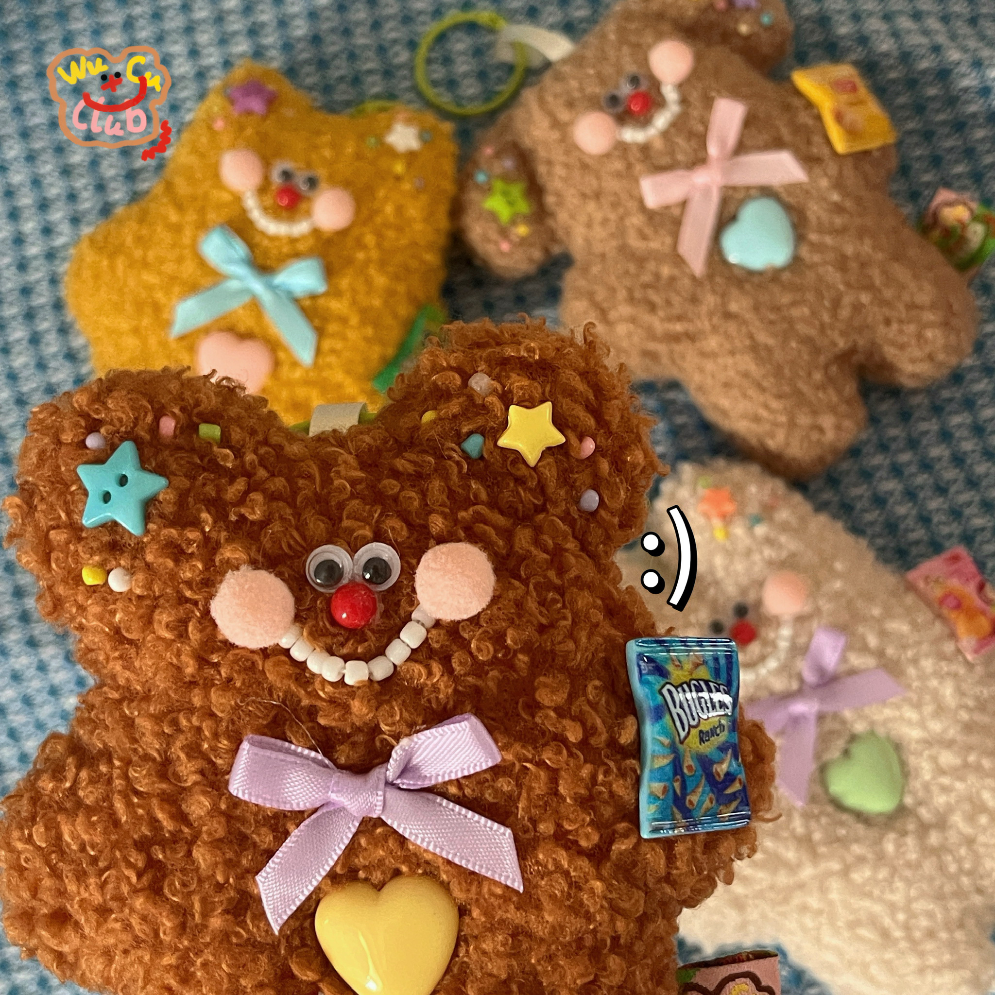 wucuclub 原创〈常开心〉手作小熊狗猫兔包可爱挂件玩偶创意礼物