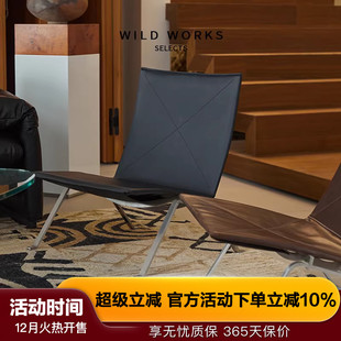 野作中古PK22不锈钢皮质休闲椅vintage现代包豪斯设计单椅MCM风格