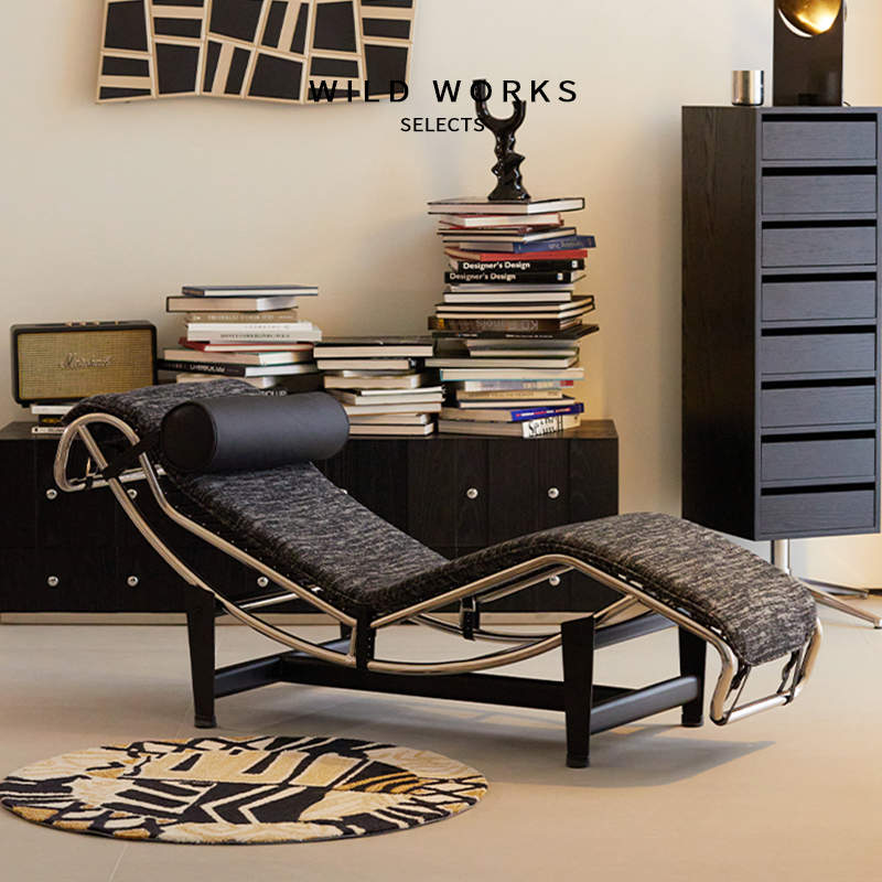 野作LC4中古布艺躺椅真皮休闲椅