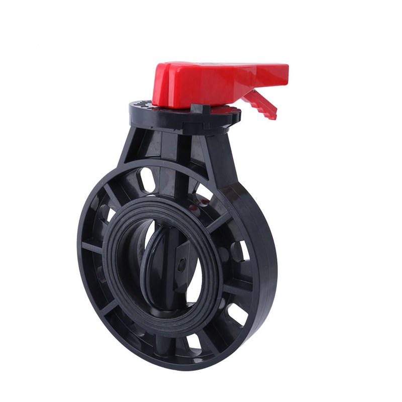 UPVC/D71X-10S耐酸碱塑料手柄对夹蝶阀DN5E0 80 100 125 150 200M