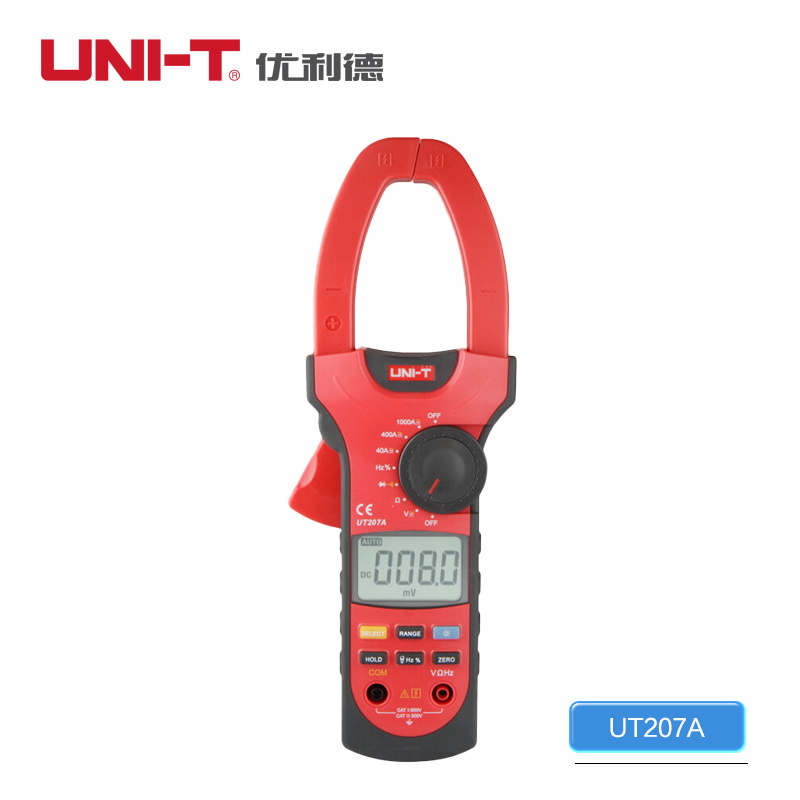 优利德数字钳形表UT207A/208A/209A交直流电流1000A 钳形万用表