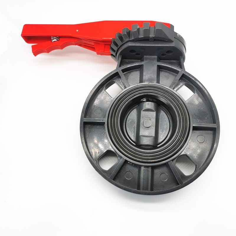 国标昊杉UPVC/PVC o耐酸碱塑料手柄对夹蝶阀 DN50mm/75 110/140