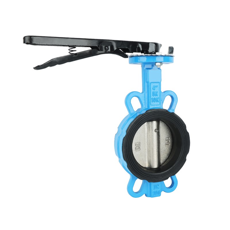 D71X-16手动手柄蝶阀对夹球墨铸铁304D四氟不锈钢板DN50 100 150