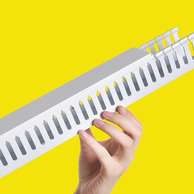 塑料PVC线槽阻燃配电箱柜U形型理走行线槽灰白色2030*40*50*60*80