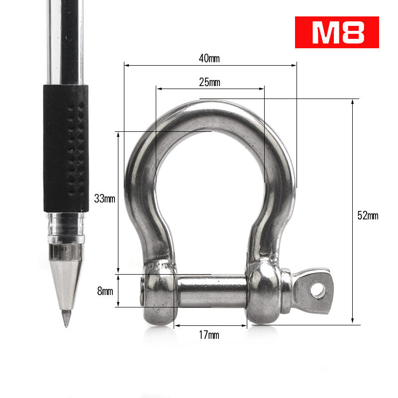 304不锈钢D型卸扣弓形起重铁链条链接马蹄扣钢丝绳扣M4/5/6/8/10