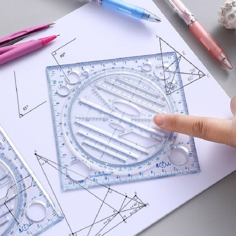 中学生多功能尺子套装学生可旋转数学几何图形绘图尺网红学习画椭