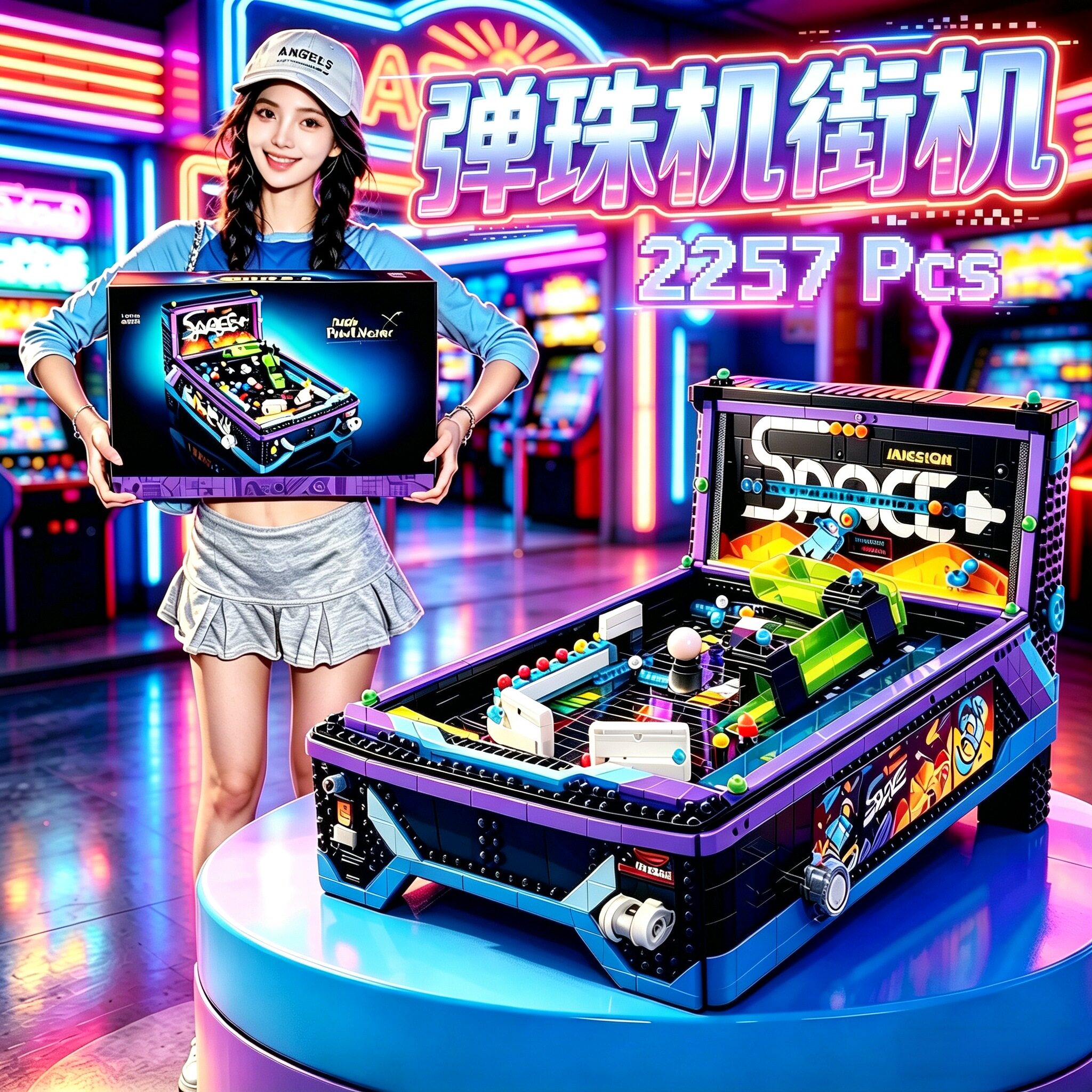 2026新款弹珠机街机游戏机男孩子儿童益智拼装积木玩具复古模型