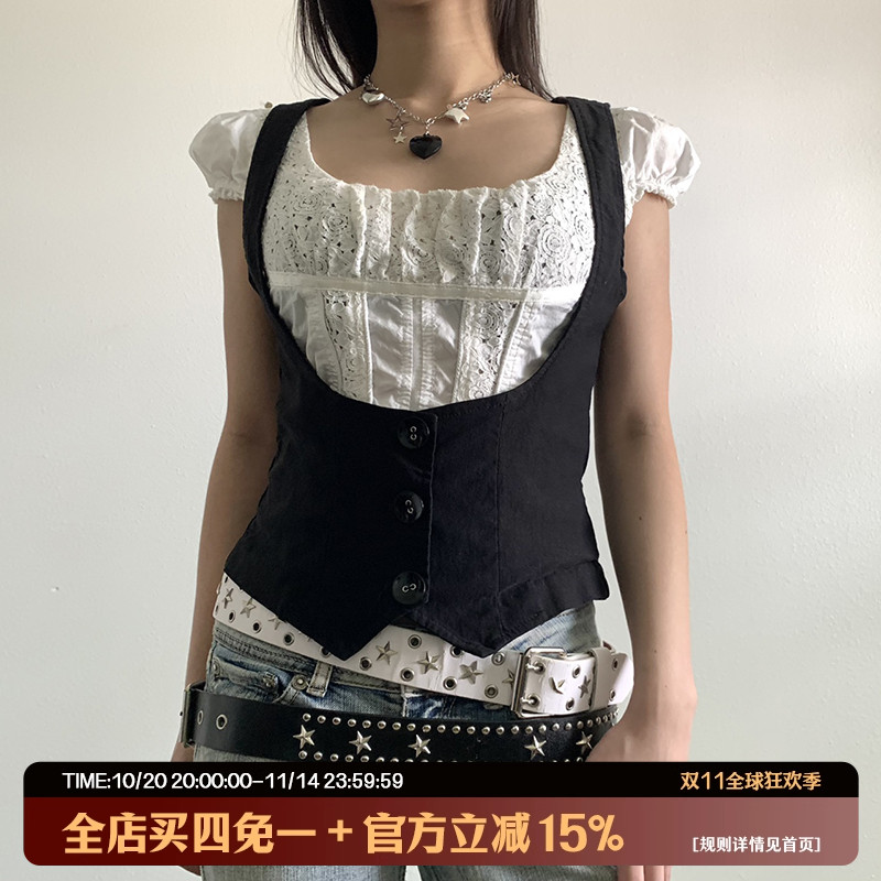 哥特雅痞叠穿马甲复古吊带背心女