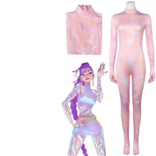 万圣节嘉年华紧身衣Cosplay服装KPop恶魔猎人神秘粉红色服装