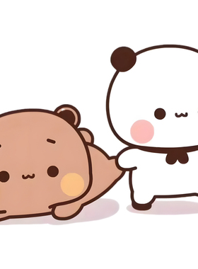 熊猫一二卡通可爱大张贴纸贴墙车身行李箱室内冰箱房门窗户装饰