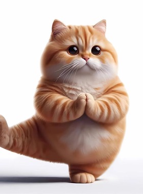 瑜伽橘猫小猫可爱贴纸墙面卧室桌面书房电动车贴纸防水遮丑自粘