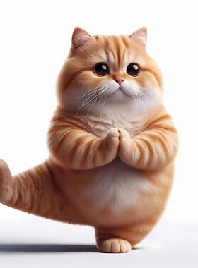 瑜伽橘猫小猫可爱贴纸墙面卧室桌面书房电动车贴纸防水遮丑自粘