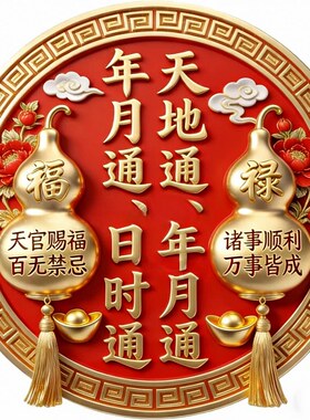 天地通日时通圆形年月通万事皆成贴纸自粘贴画防水装饰客厅墙装饰