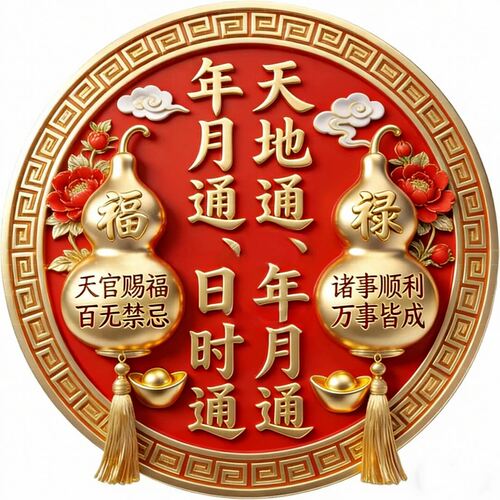 天地通日时通圆形年月通万事皆成贴纸自粘贴画防水装饰客厅墙装饰