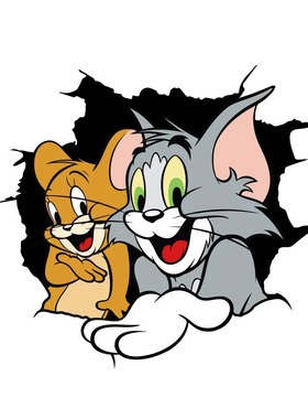 猫和老鼠贴卧室墙面遮丑自粘防水贴纸可爱治愈玻璃门窗贴纸