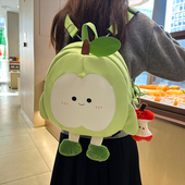 双肩包女可爱苹果包日系轻便卡通小书包休闲洋气布包踏青春游包包
