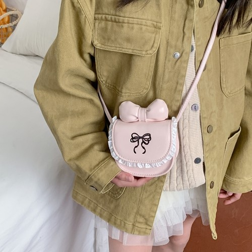 少女心蝴蝶结迷你零钱包小女孩洋气马鞍包韩版蕾丝花边百搭斜挎包