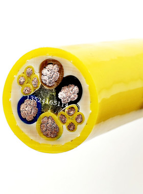 黄色TPU聚氨酯龙门吊卷筒电缆4*16+8芯1.5/2.5双护套高度耐磨抗拉