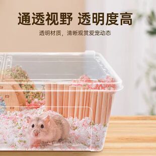 仓鼠笼子饲养盒子透明仓鼠金丝能小窝用品花枝鼠养殖箱专用外带笼