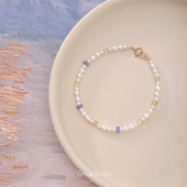 Timee恬觅 象牙塔 天然淡水珍珠黄水晶坦桑石手链简约礼物送人