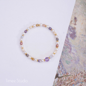 Timee恬觅 风信紫 天然淡水珍珠紫水晶切面琉璃弹力绳手串手链