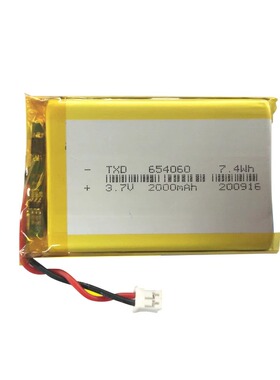 654060聚合物锂电池2000MAh 3.7V 温度计锂电池 数码相框电池