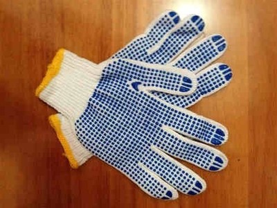 针织尼龙劳保作业防滑浸塑防手套白棉纱线点塑胶手套带点珠小疙瘩