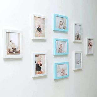 婚纱相框照片墙婚房墙壁装 饰品宝宝照片打印创意相片墙 7寸9个