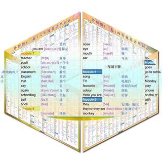 外研社版英语三年级起点3-6年级小学音标单词分类汇总贴墙贴挂图