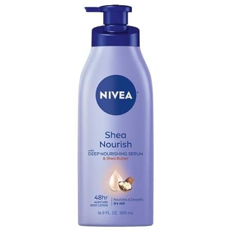 NIVEA Shea Nourish Body Lotion， Dry Skin Lotion with Shea