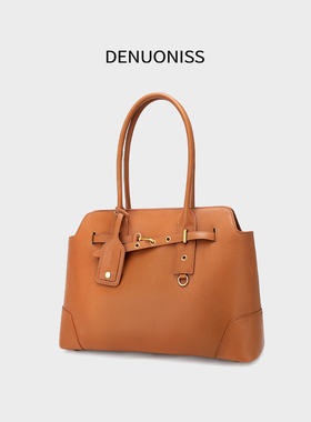 DENUONISS植鞣头层牛皮托特包女小众设计复古手提包大容量饺子包