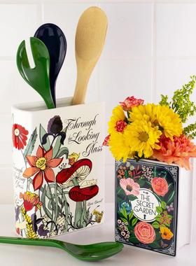 复古森林陶瓷花瓶创意个性书本装饰器皿客厅餐桌收纳陶瓷摆件桌面