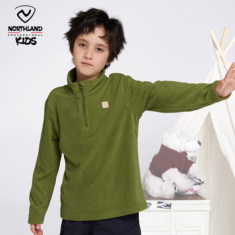 诺诗兰儿童抓绒卫衣半拉链上衣