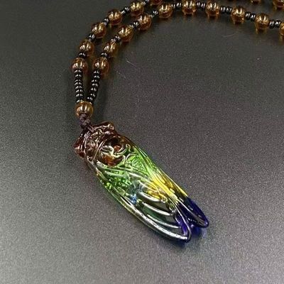 手工五彩水晶金蝉知了吊