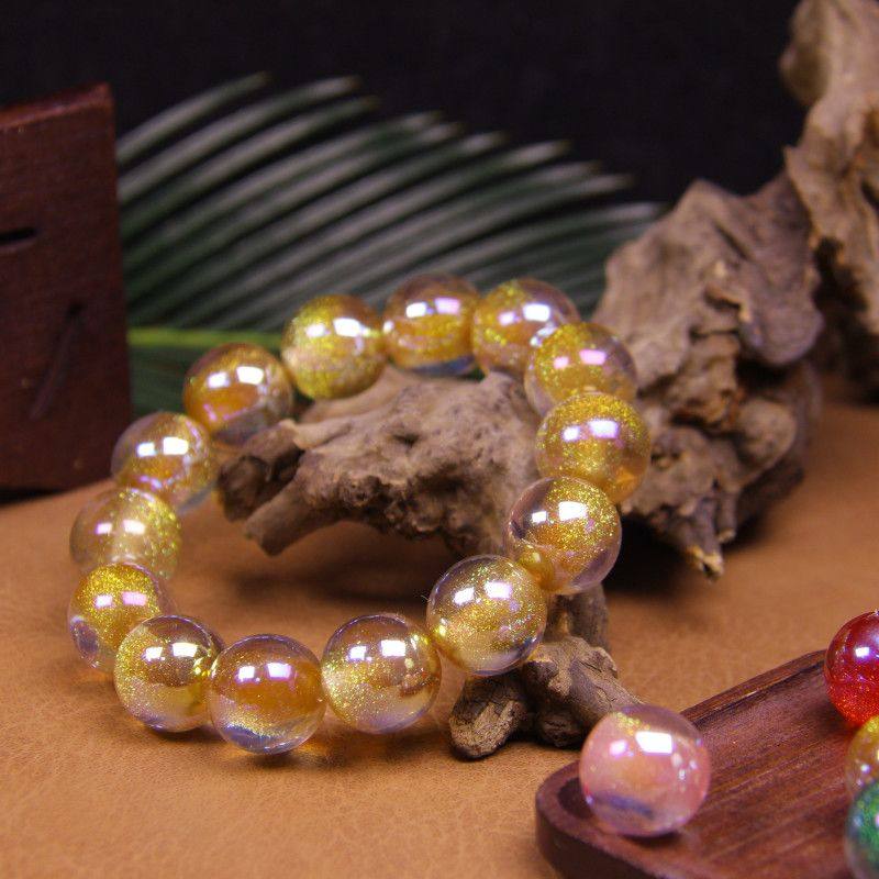 鎏金闪粉树脂手链手串轻奢高级感送闺蜜生日礼物不踩雷彩珠配饰,饰品/流行首饰/时尚饰品新,银饰手链,淘宝优惠券,粉丝福利购,淘宝优惠卷