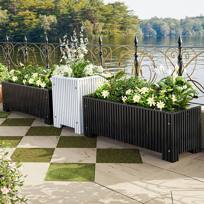 防腐木户外楼顶特大号黑色花箱