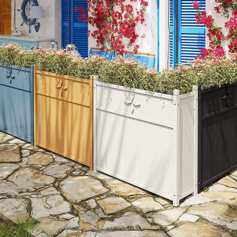 进口防腐木木质花箱组合隔断花槽